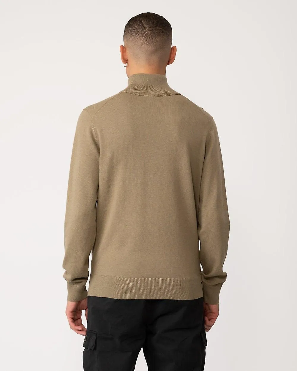 BOSS Orange BOSS Orange Kanobix Hombre 1/4 Zip Funnel Neck Knit Cotton Cardigan