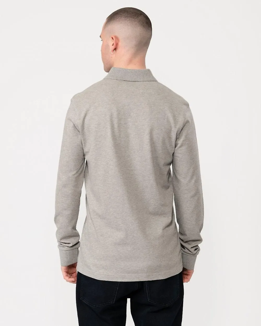 BOSS Orange Polo de manga larga de algodón elástico para hombre BOSS Orange Passerby con parche con logo
