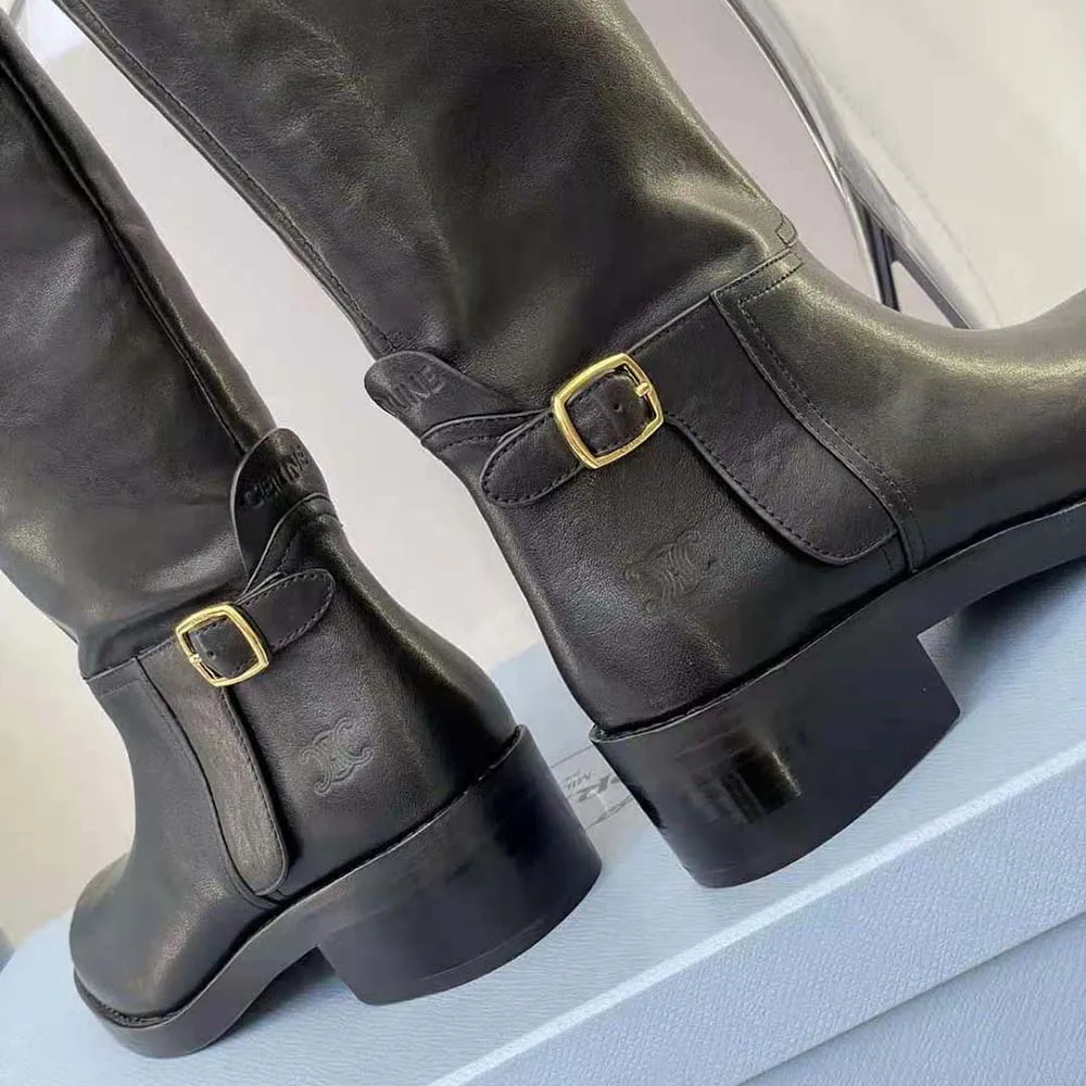 Bota con hebilla Celine Folco para mujer en piel de becerro