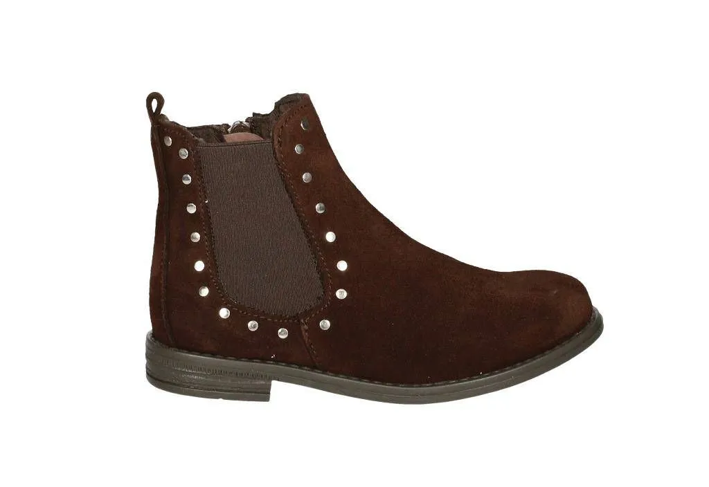 Botin Serraje Marron Tachas Con Cremallera