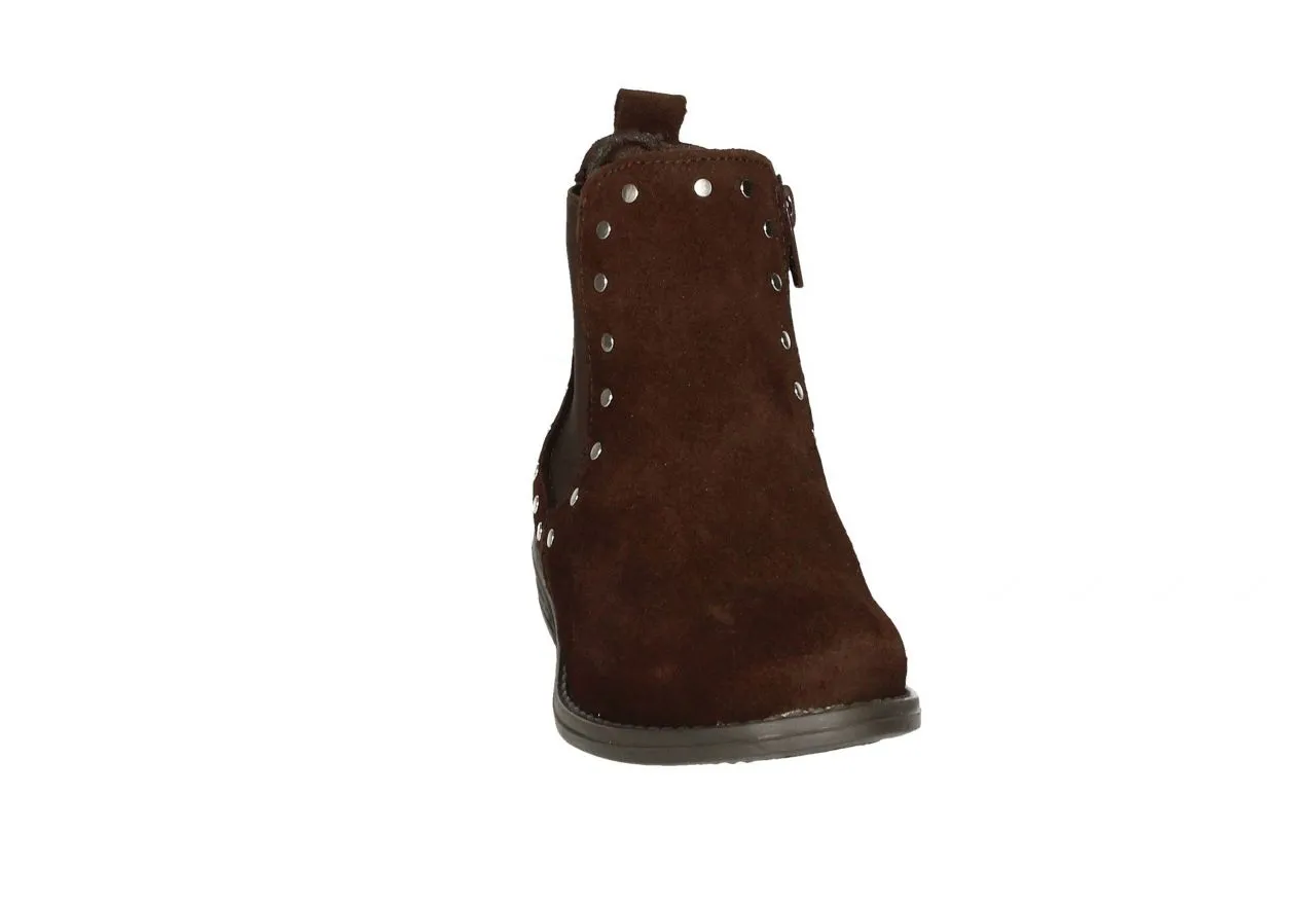 Botin Serraje Marron Tachas Con Cremallera
