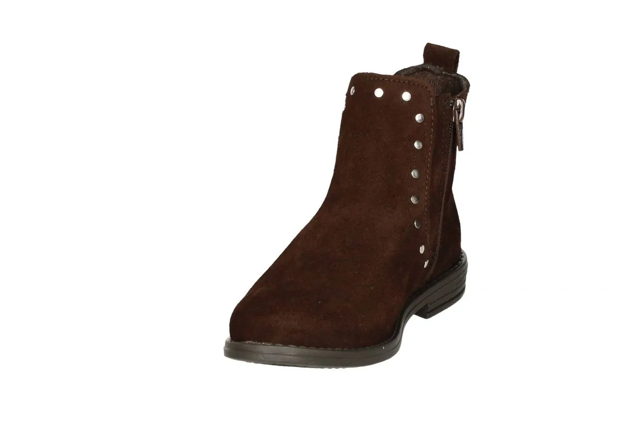 Botin Serraje Marron Tachas Con Cremallera
