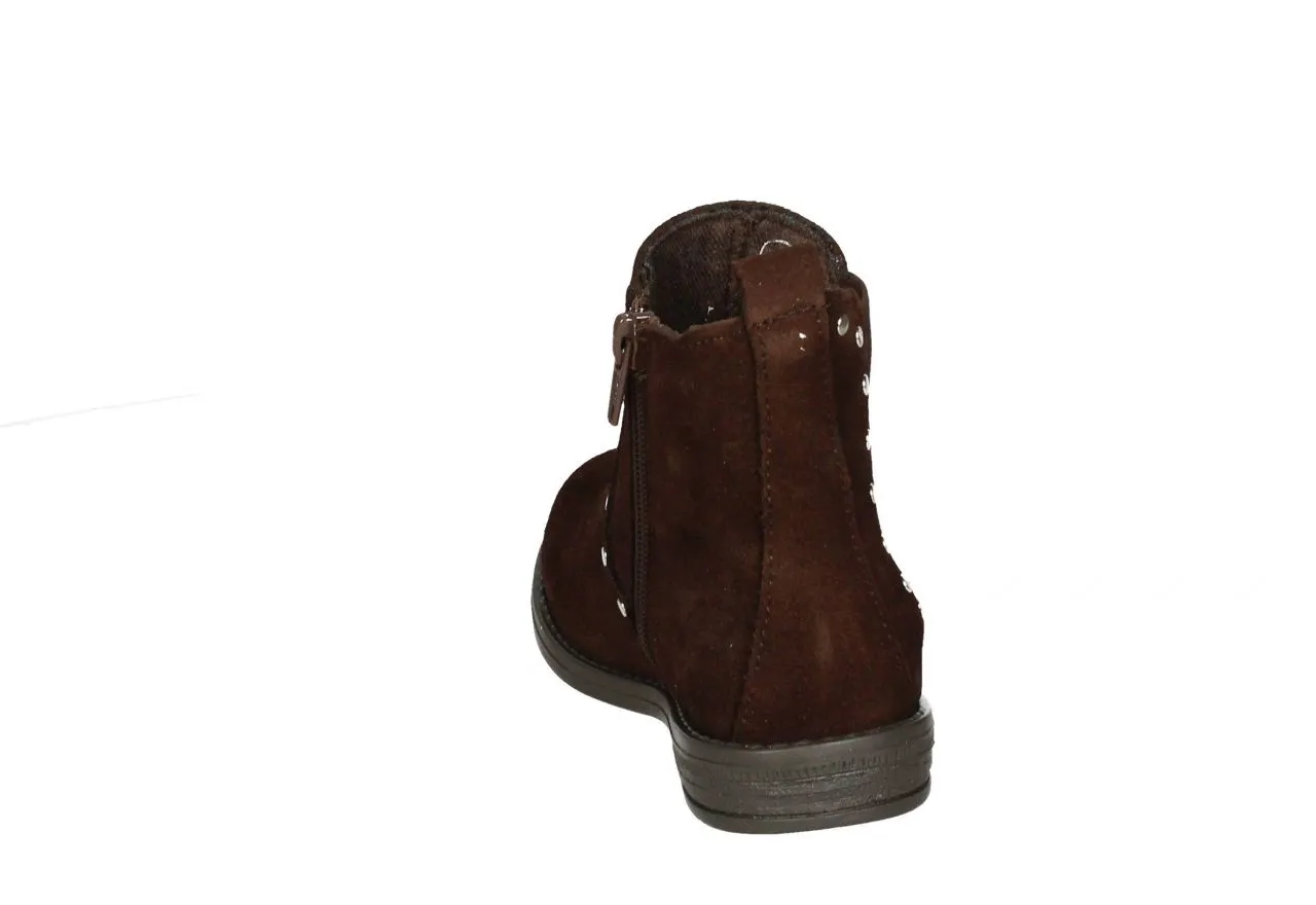 Botin Serraje Marron Tachas Con Cremallera