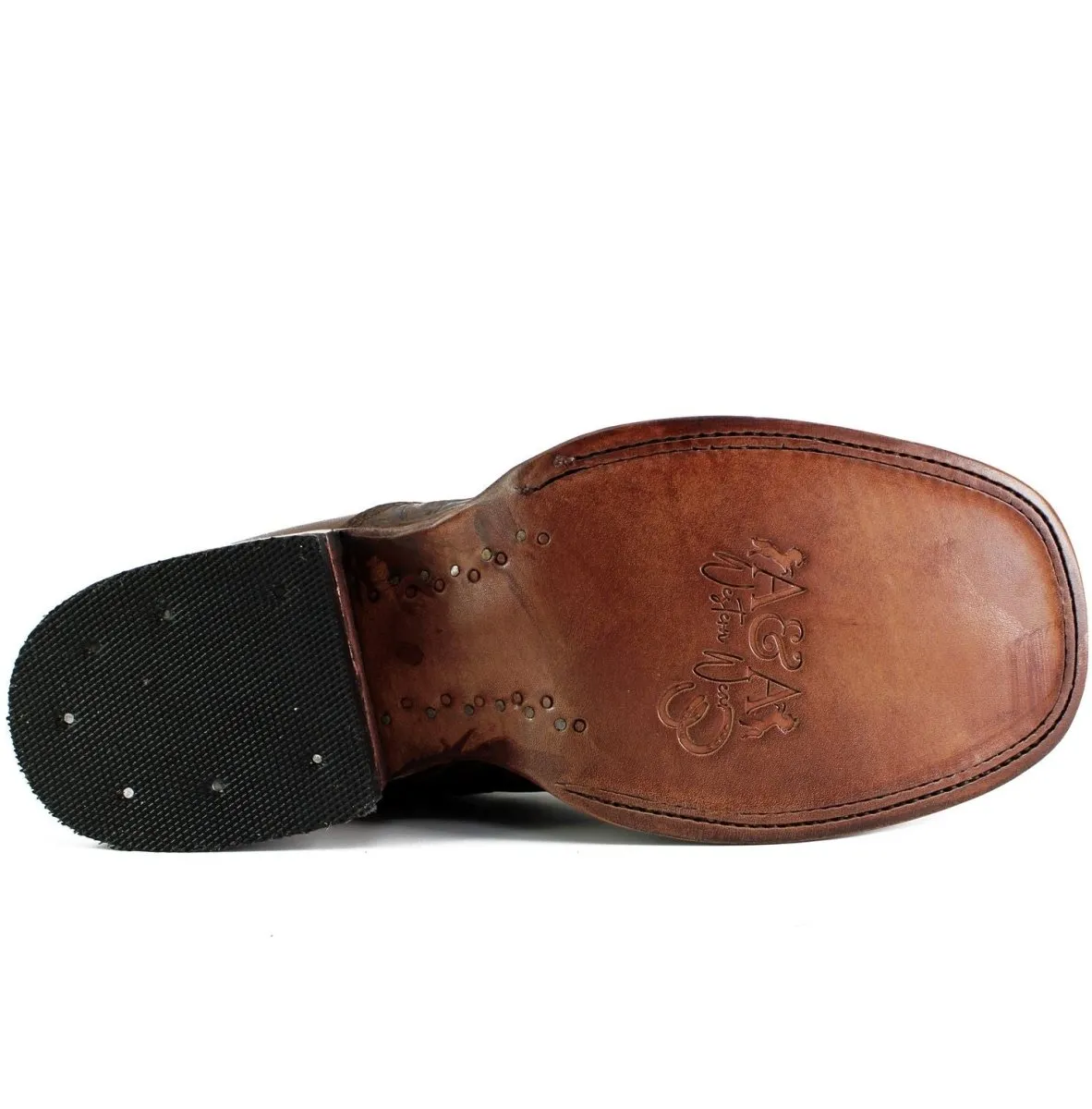 Botines de Cuero Cincelado Punta Cuadrada Color Cafe Hombre