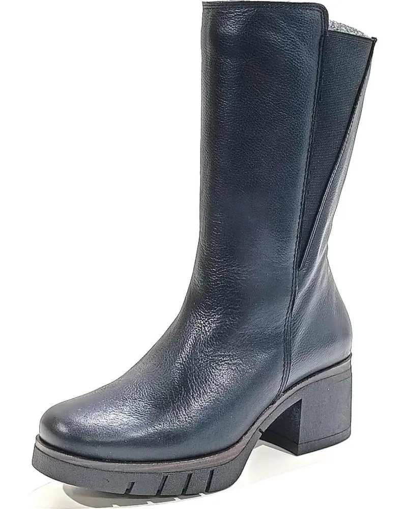Botines PAULA URBAN  de Mujer BOTA DE MEDIA CANA DE PIEL CON TACON DE GOMA  NEGRO