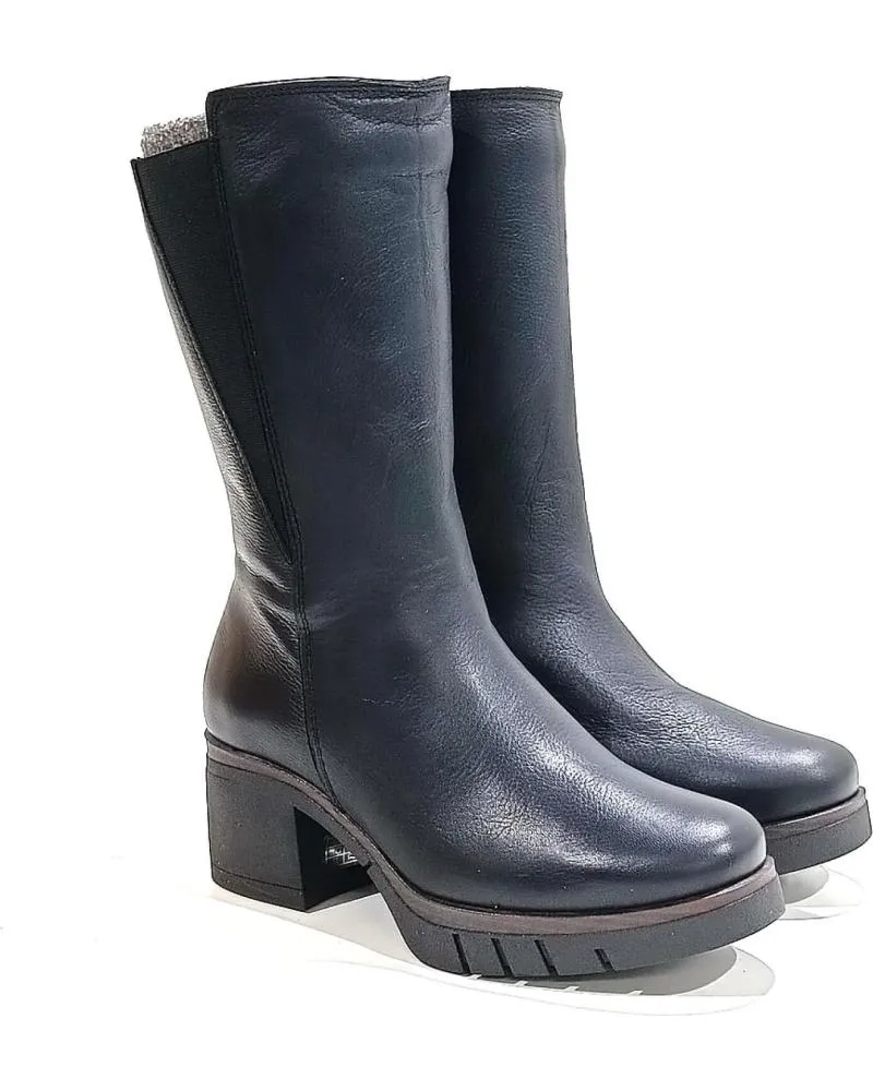 Botines PAULA URBAN  de Mujer BOTA DE MEDIA CANA DE PIEL CON TACON DE GOMA  NEGRO