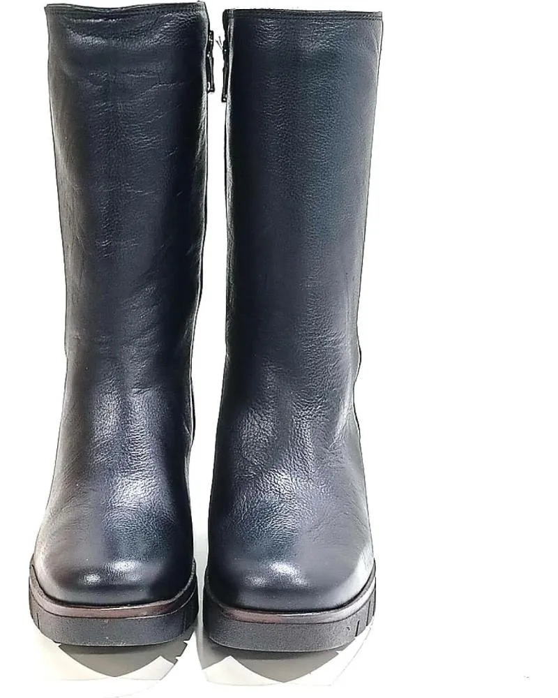 Botines PAULA URBAN  de Mujer BOTA DE MEDIA CANA DE PIEL CON TACON DE GOMA  NEGRO