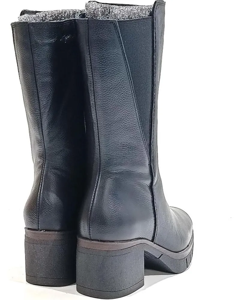Botines PAULA URBAN  de Mujer BOTA DE MEDIA CANA DE PIEL CON TACON DE GOMA  NEGRO