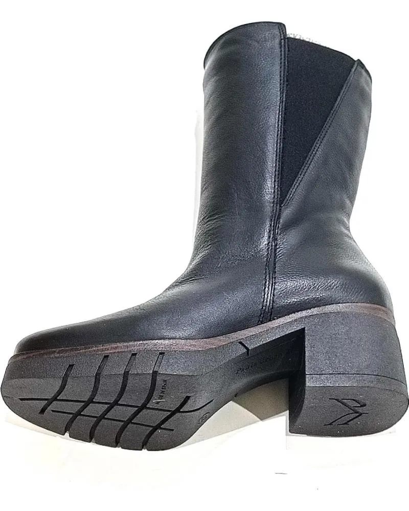 Botines PAULA URBAN  de Mujer BOTA DE MEDIA CANA DE PIEL CON TACON DE GOMA  NEGRO