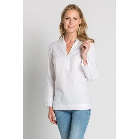 Camisa de hostelería y comercio estilo ibicenco en blanco