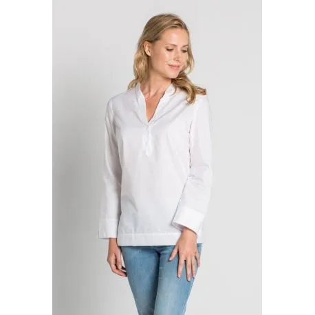 Camisa de hostelería y comercio estilo ibicenco en blanco