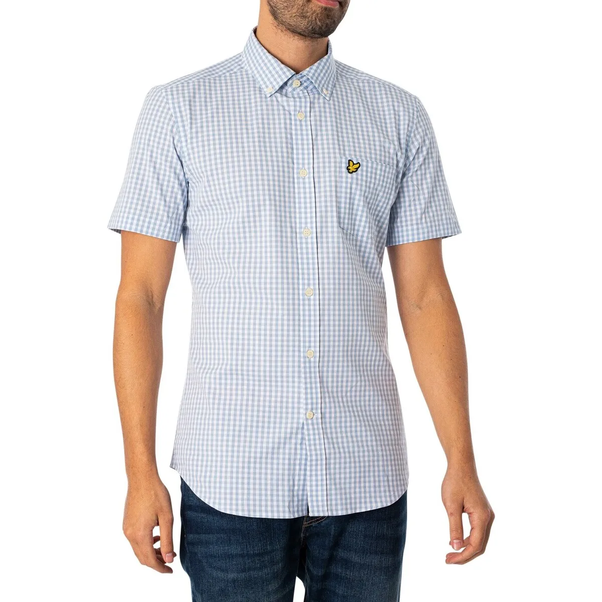 Camisa De Manga Corta Y Corte Slim A Cuadros