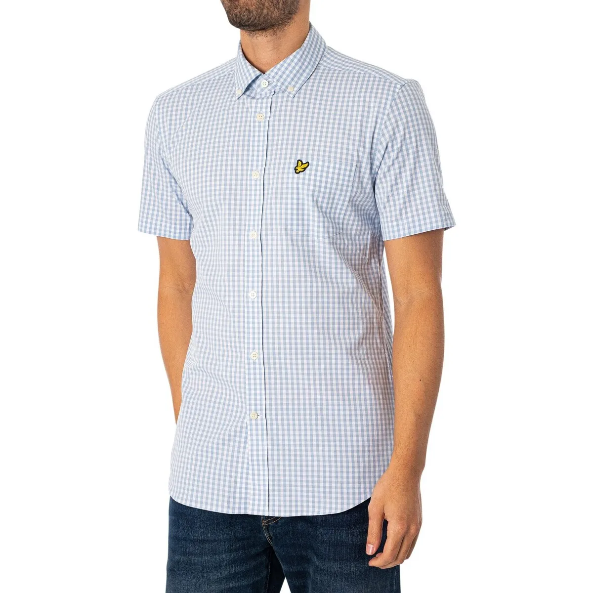 Camisa De Manga Corta Y Corte Slim A Cuadros
