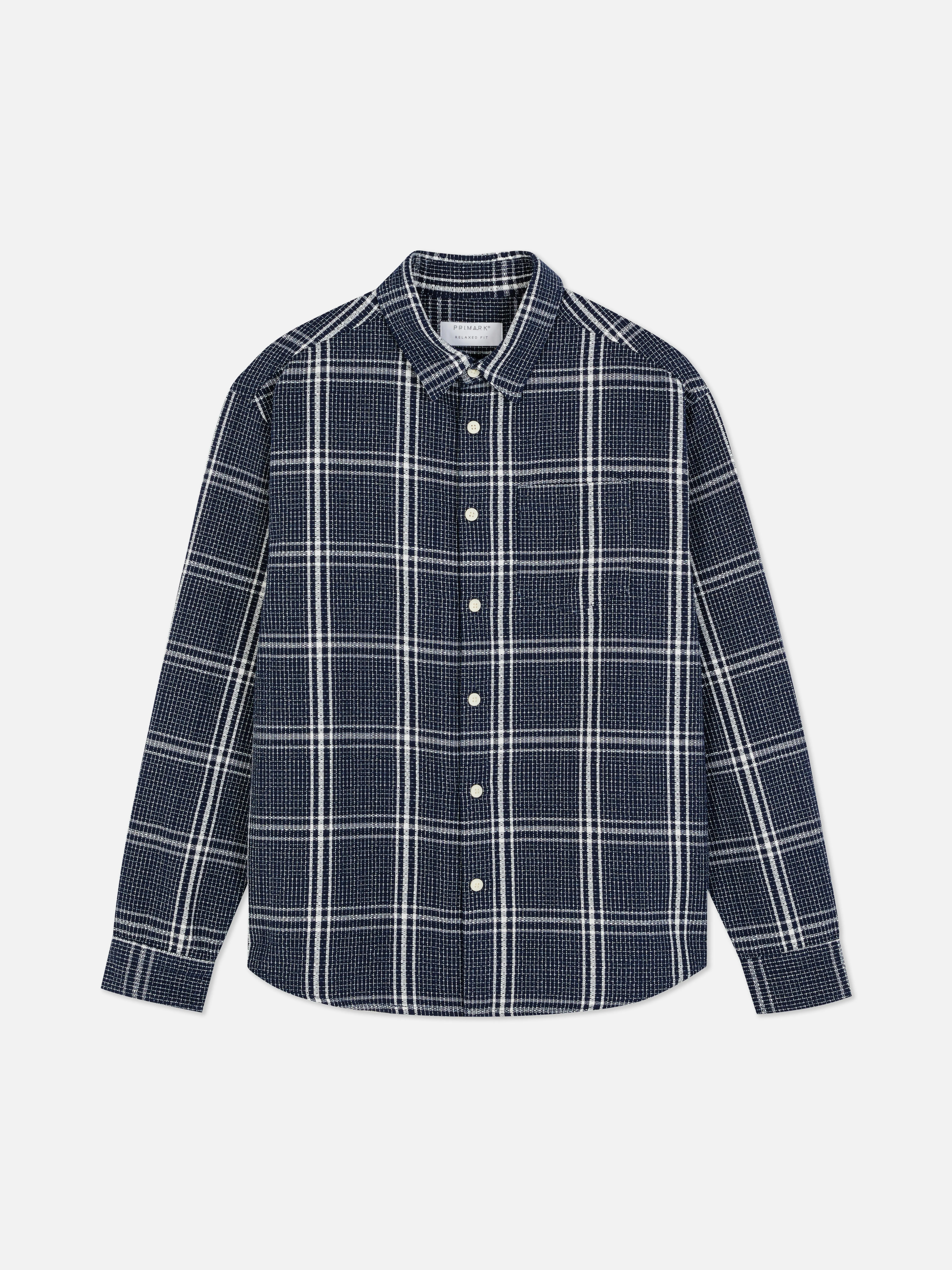 Camisa de manga larga de cuadros dobby