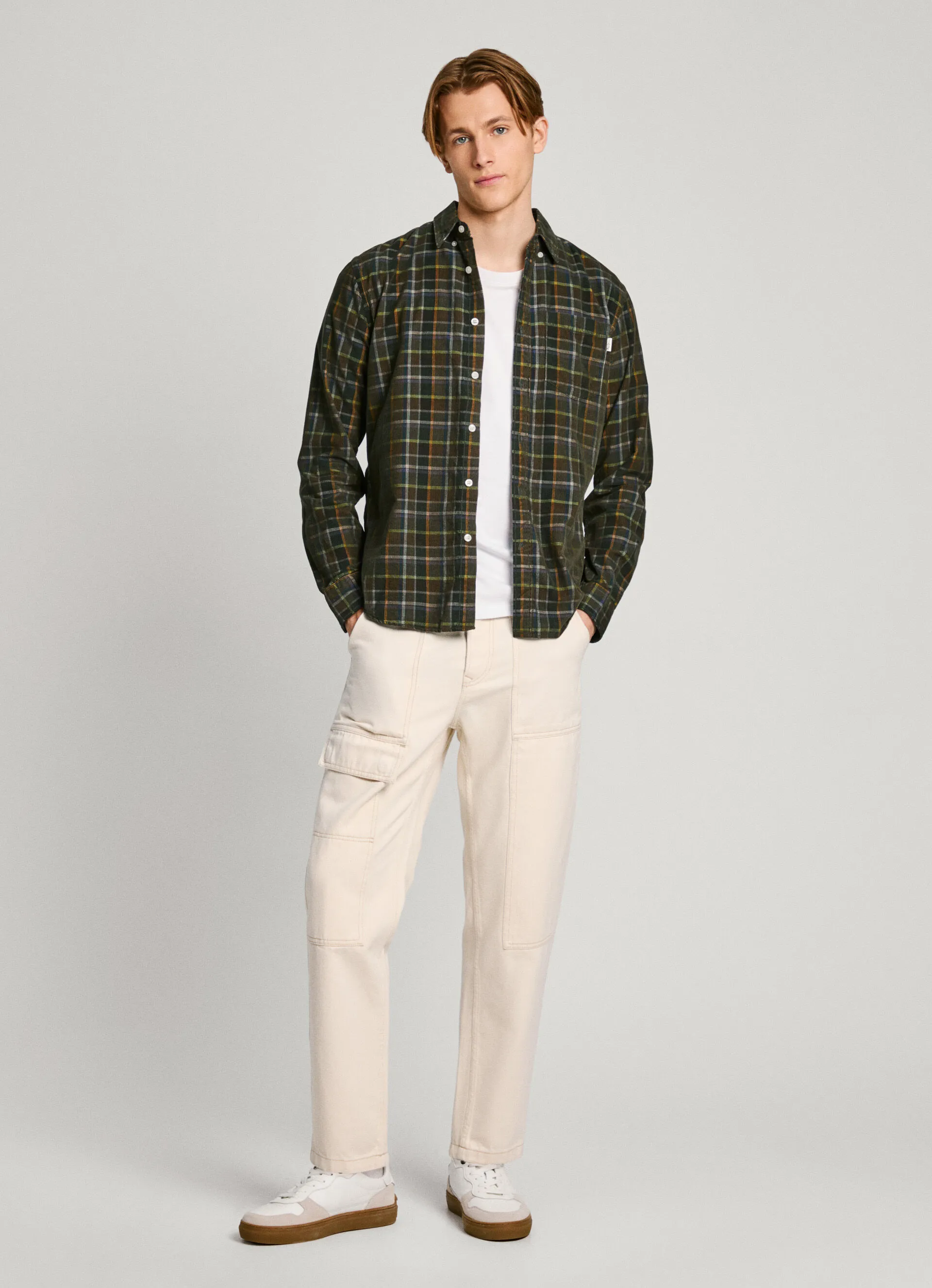 camisa de pana cuadros fit regular