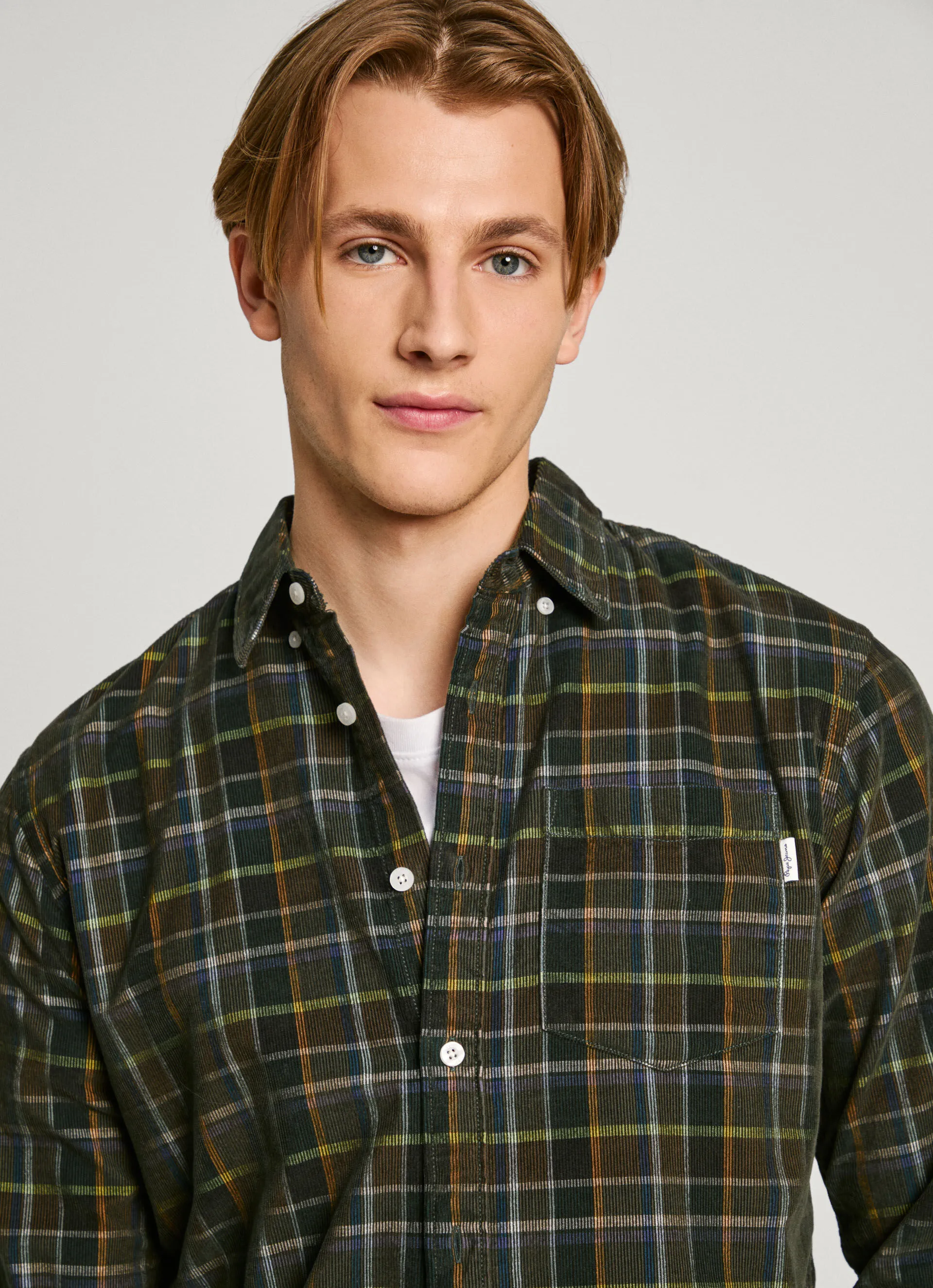 camisa de pana cuadros fit regular