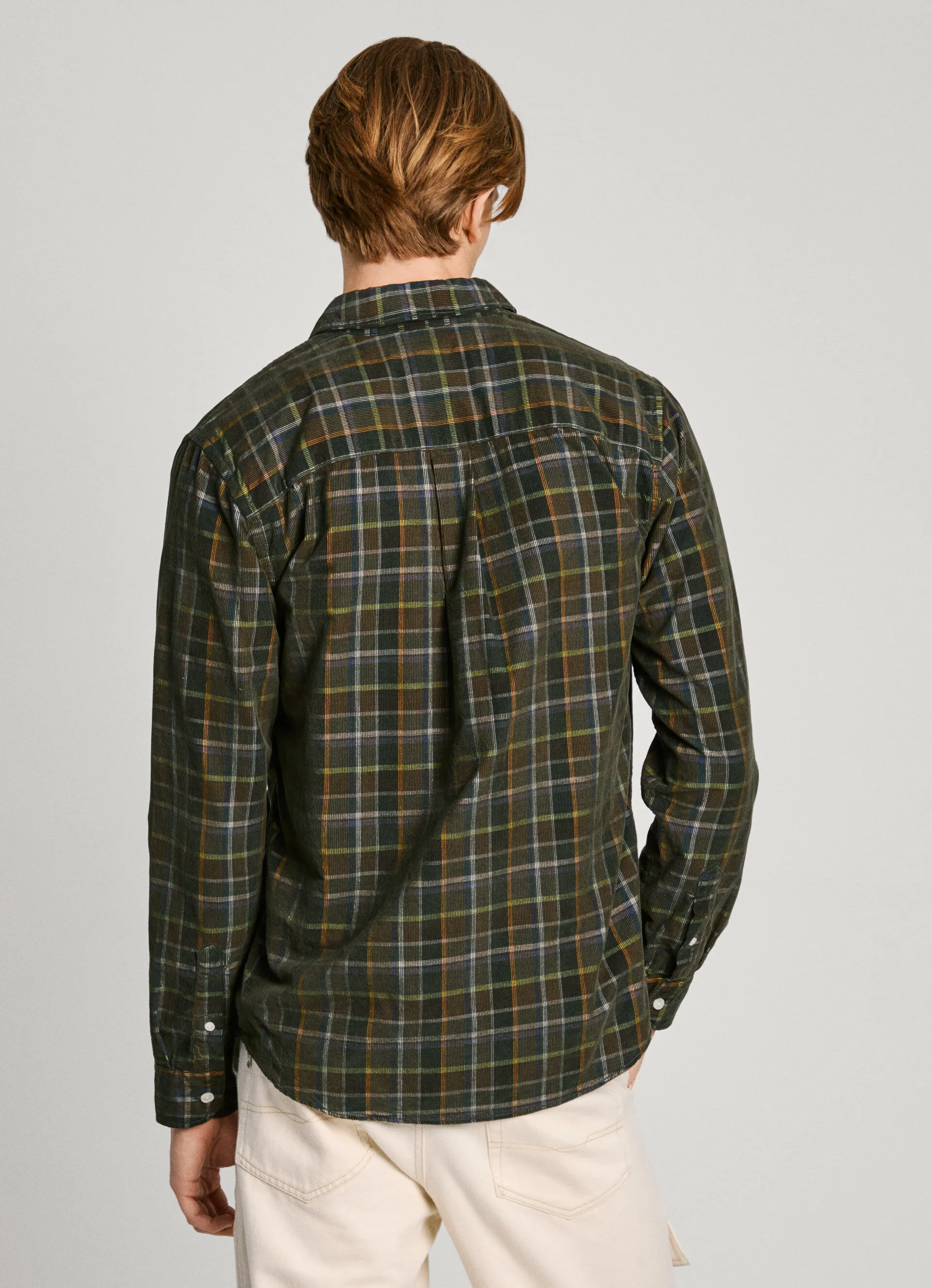 camisa de pana cuadros fit regular