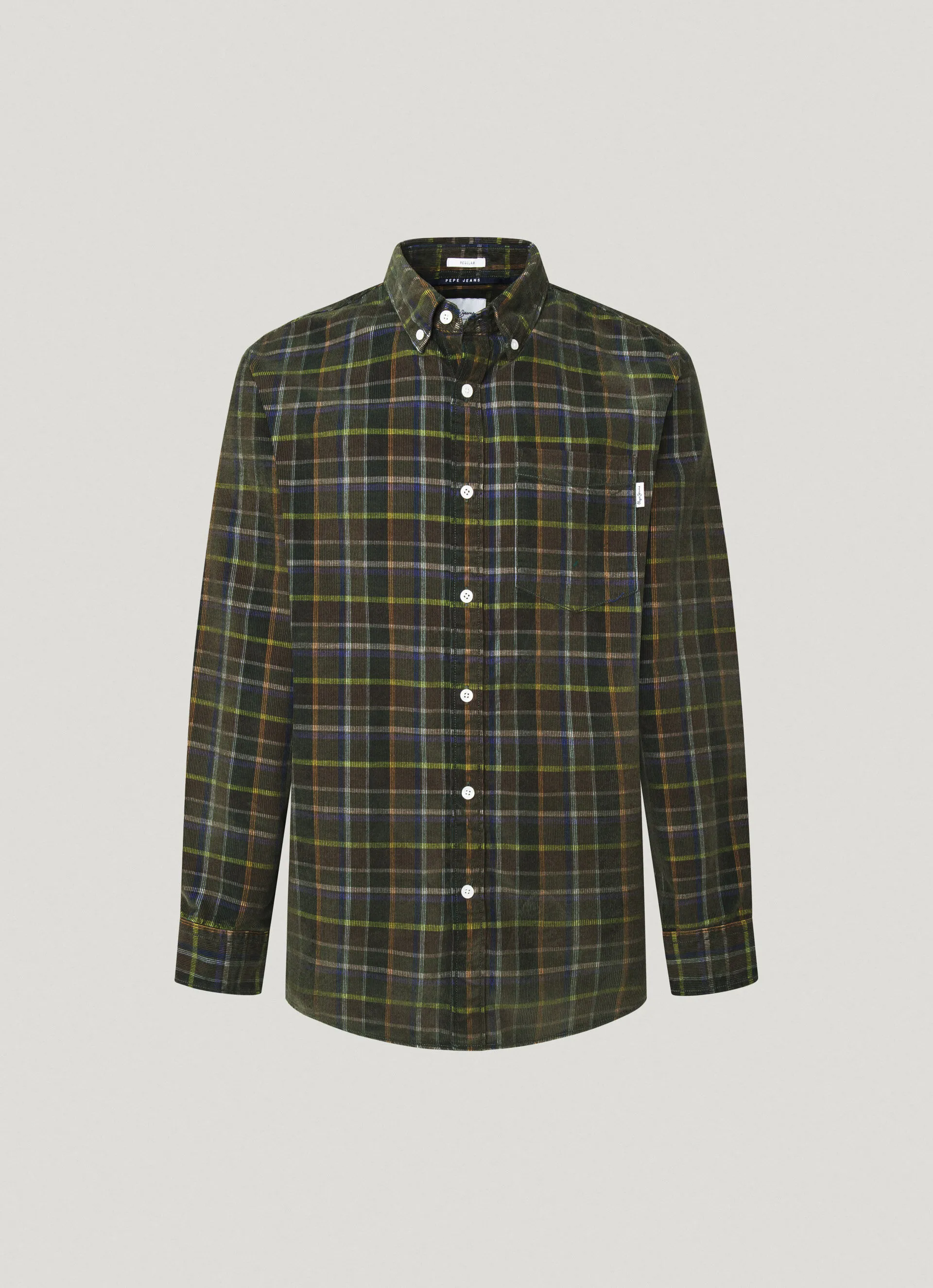 camisa de pana cuadros fit regular