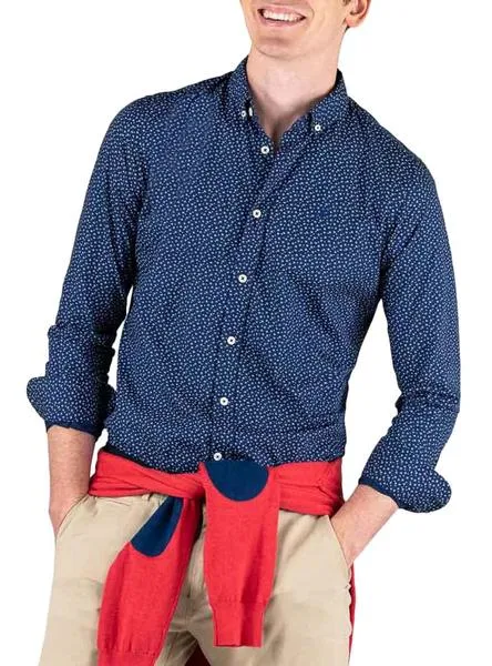 camisa el ganso flowers azul para hombre