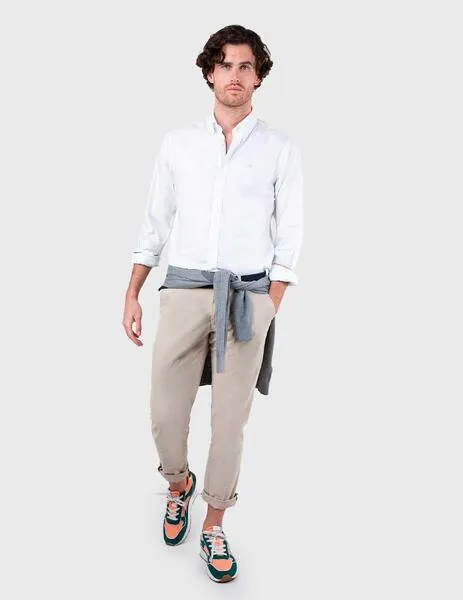 Camisa El Ganso Pin Point Oxford blanca para hombre