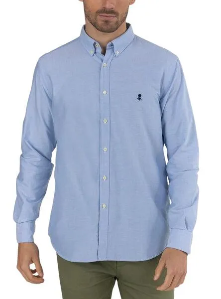 Camisa El Pulpo Oxford Lisa Azul Para Hombre