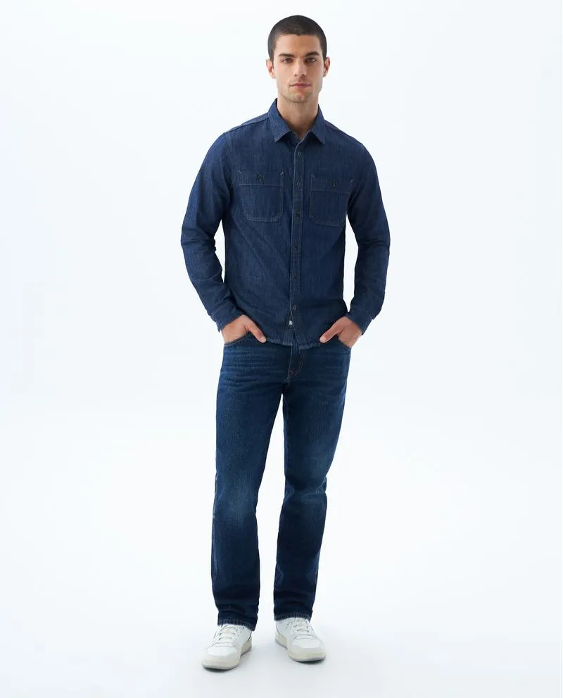 Camisa en denim con bolsillos para hombre