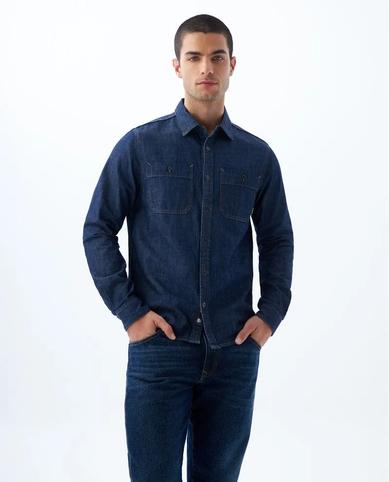 Camisa en denim con bolsillos para hombre