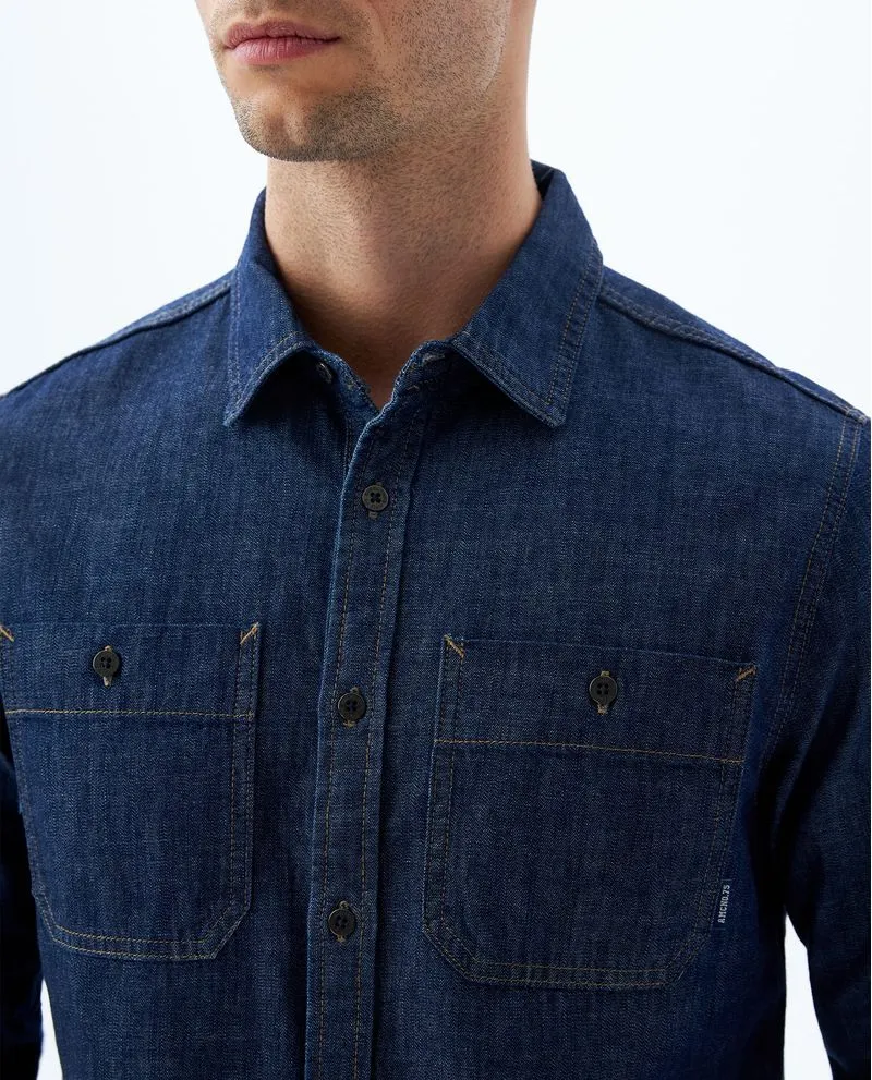 Camisa en denim con bolsillos para hombre