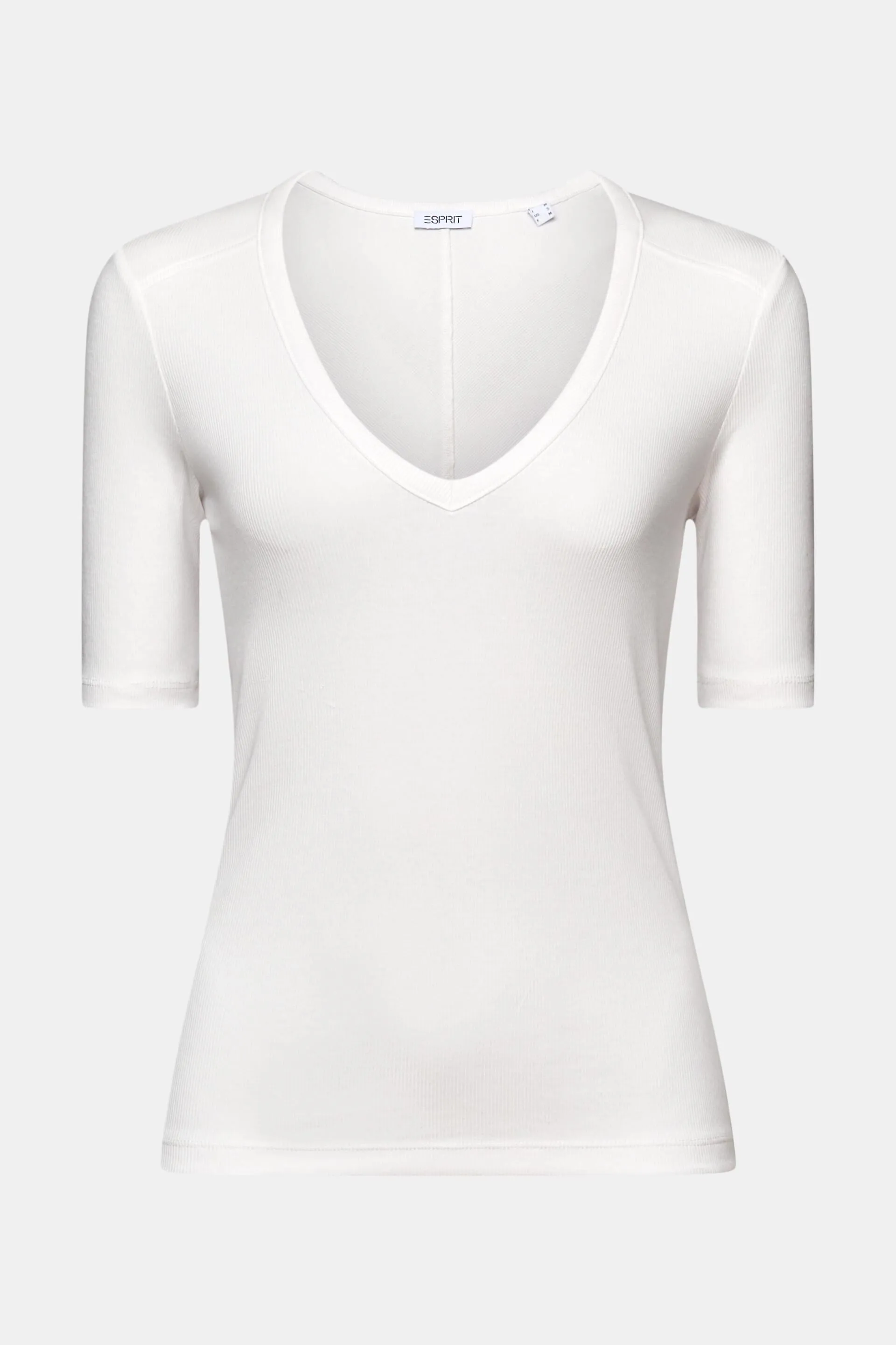 Camiseta acanalada con cuello en pico