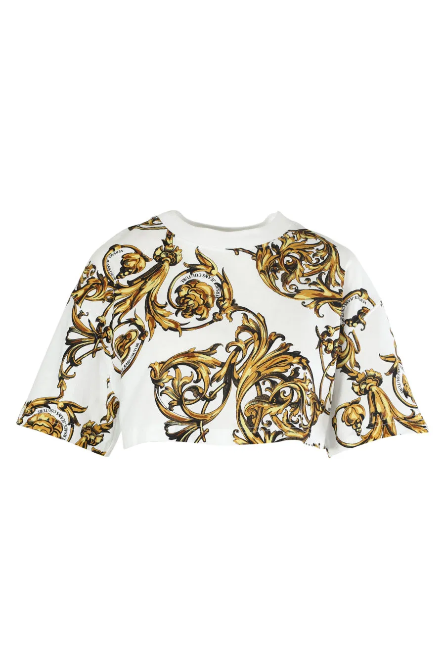 Camiseta blanca corta con estampado barroco