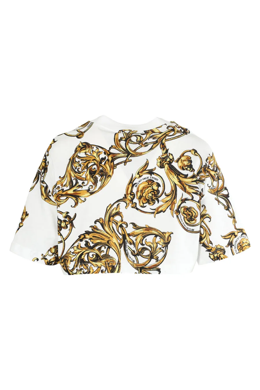 Camiseta blanca corta con estampado barroco