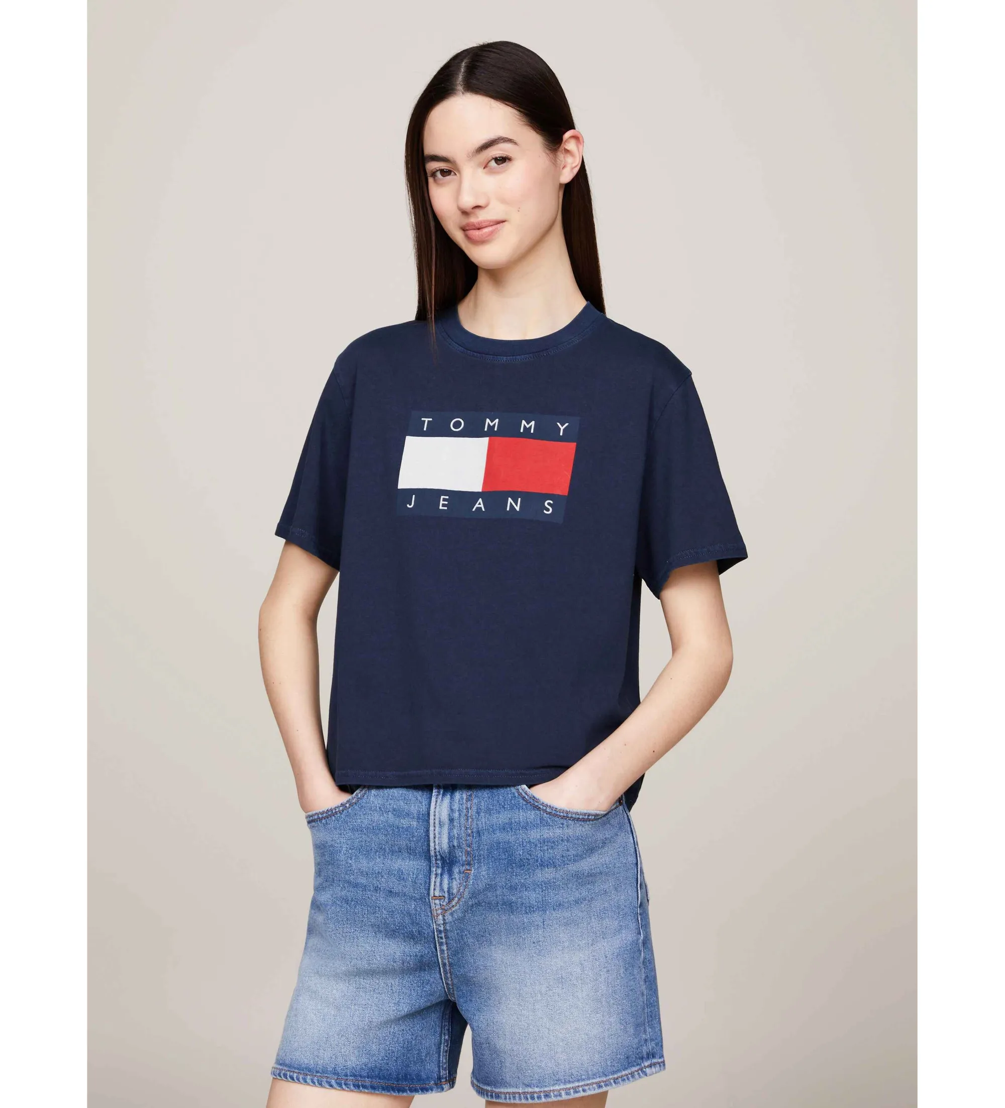Camiseta con logo de corte holgado azul