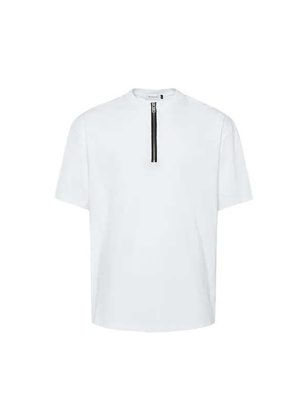 Camiseta de manga corta con cremallera de color liso