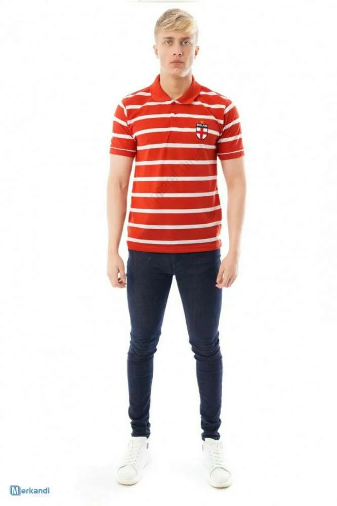 Camiseta de manga corta con cuello a rayas para hombre de Inglaterra