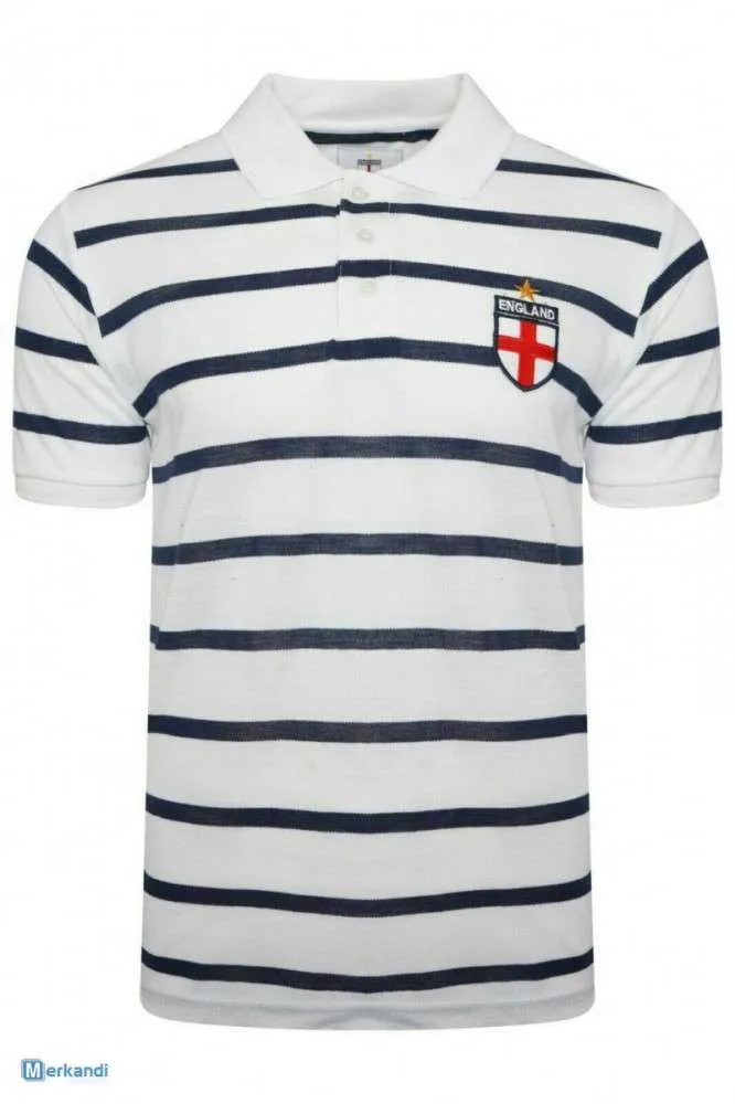 Camiseta de manga corta con cuello a rayas para hombre de Inglaterra