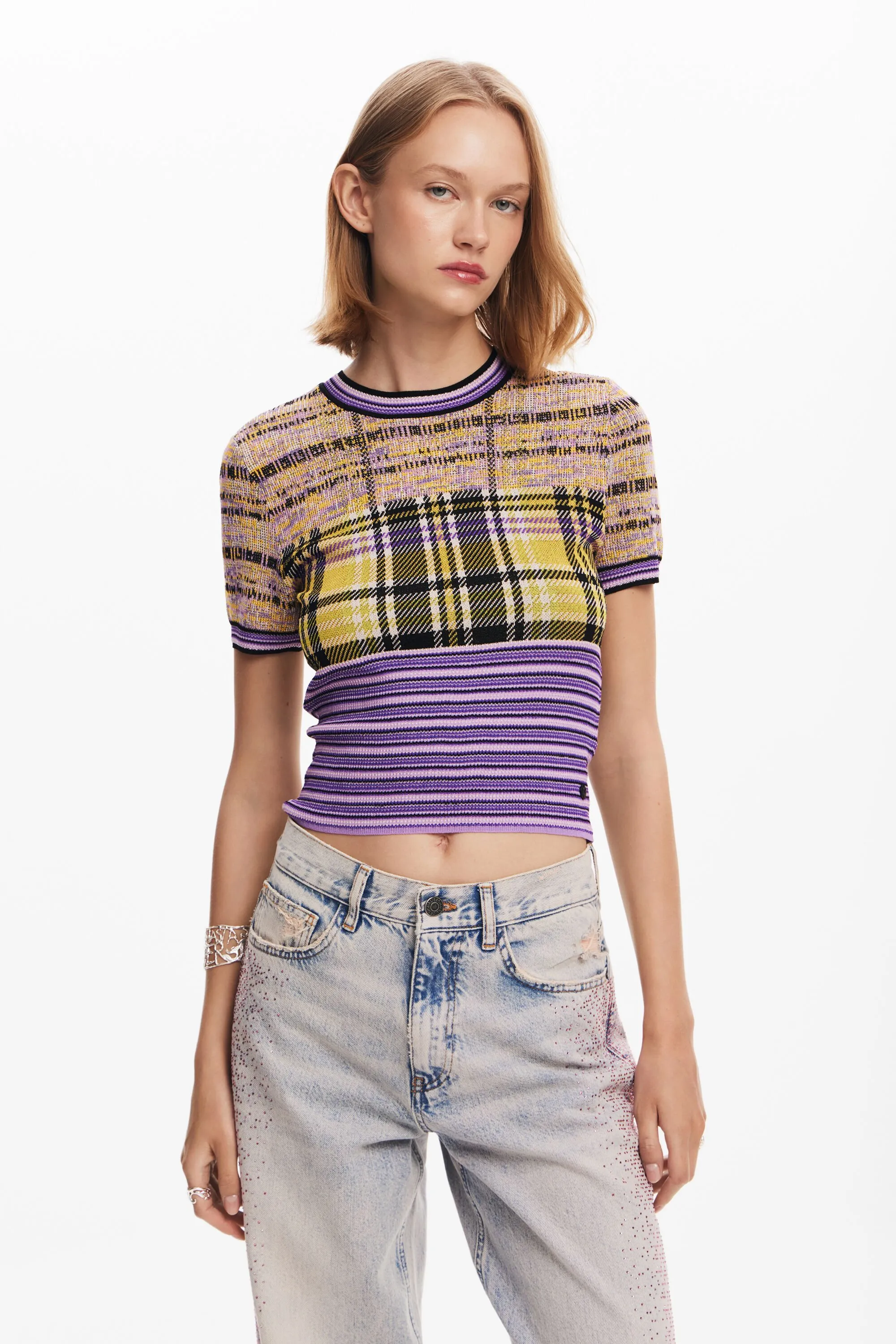 Camiseta de punto cuadros
