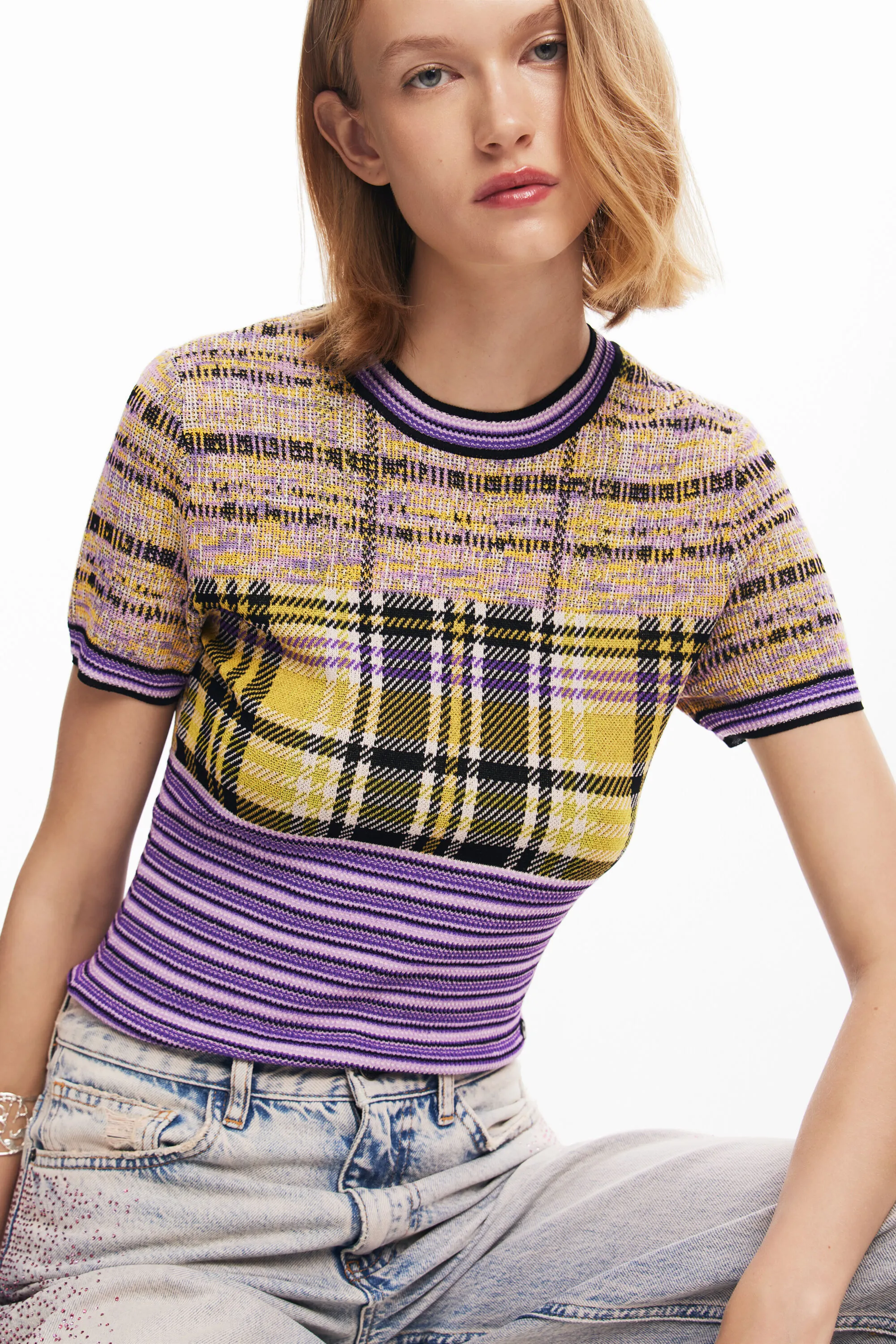 Camiseta de punto cuadros