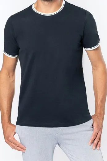 Camiseta de punto piqué con cuello redondo de hombre