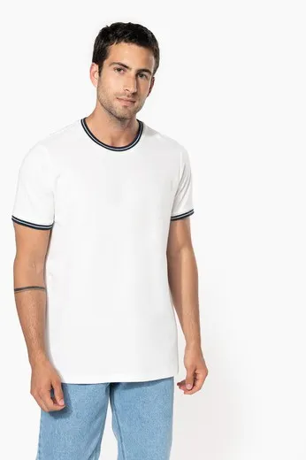 Camiseta de punto piqué con cuello redondo de hombre