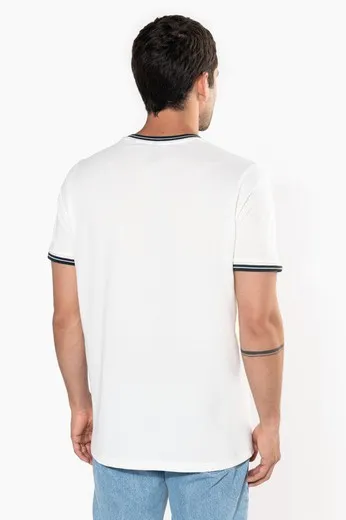 Camiseta de punto piqué con cuello redondo de hombre