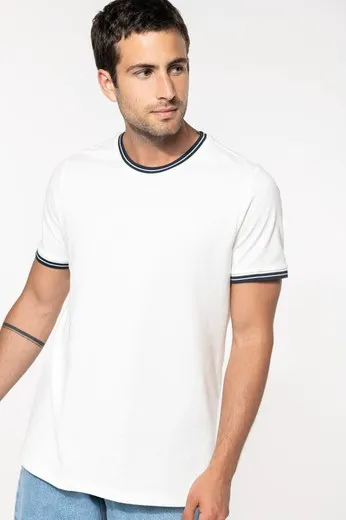 Camiseta de punto piqué con cuello redondo de hombre