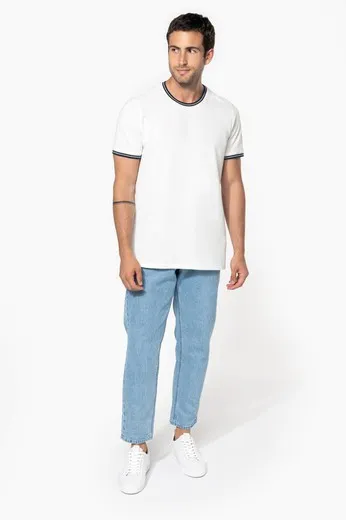 Camiseta de punto piqué con cuello redondo de hombre