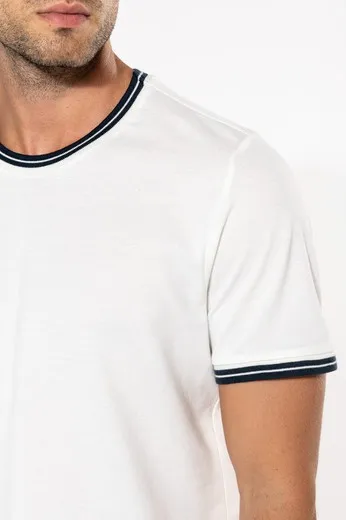 Camiseta de punto piqué con cuello redondo de hombre