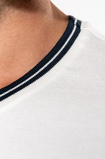 Camiseta de punto piqué con cuello redondo de hombre
