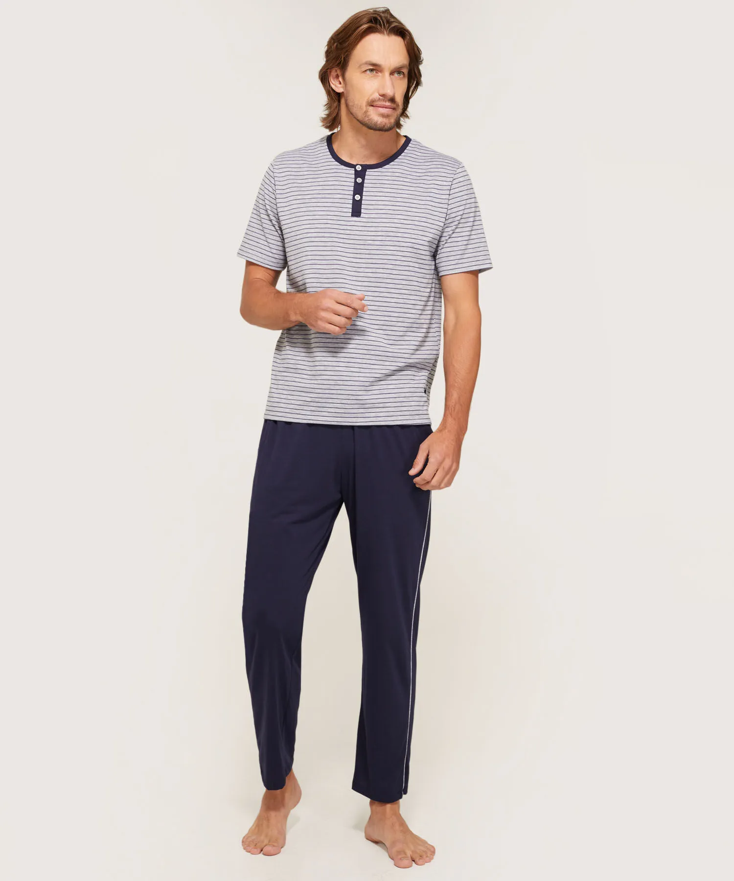 CAMISETA DESCANSO ESTAMPADA CUELLO HENLEY