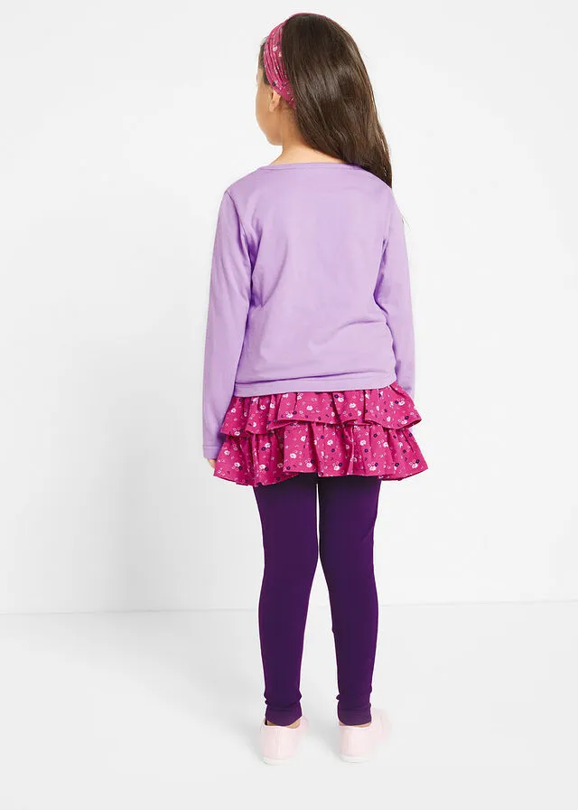 CAMISETA, FALDA, LEGGINGS Y CINTA PARA EL PELO (4 PRENDAS) PARA NIñAS LILA CLAROLILA OSCURO