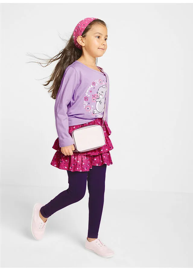 CAMISETA, FALDA, LEGGINGS Y CINTA PARA EL PELO (4 PRENDAS) PARA NIñAS LILA CLAROLILA OSCURO
