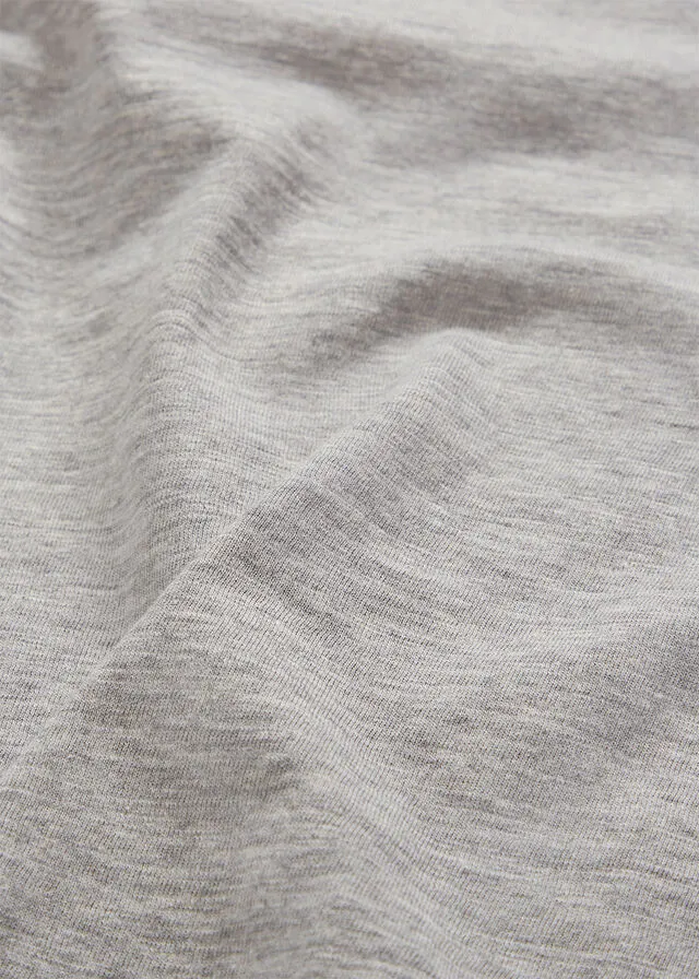 Camiseta larga estilo boxy de manga corta Gris claro jaspeado