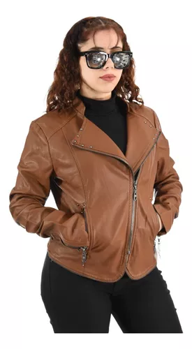 Campera Mujer Corta Elegante Ecocuero Piel Santellon 15552