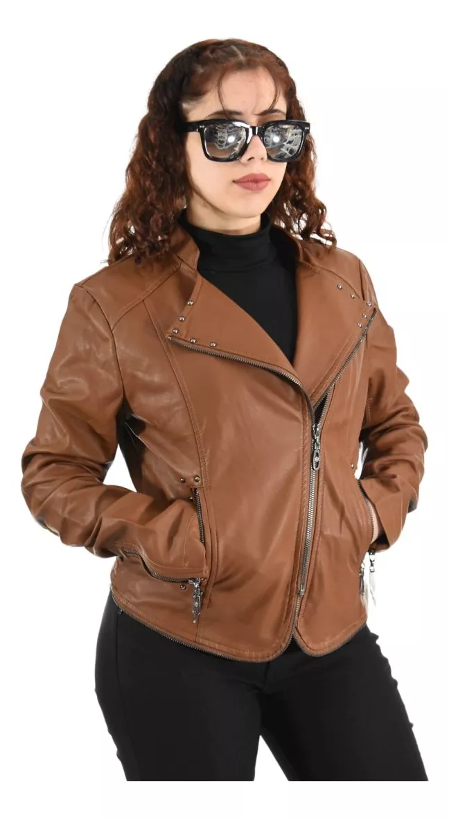 Campera Mujer Corta Elegante Ecocuero Piel Santellon 15552
